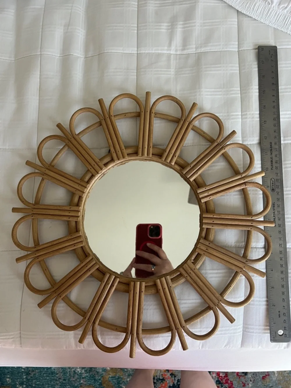 Natural Rattan Sunburst Wall Mirror - Brown